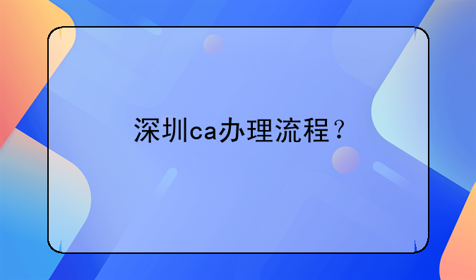 深圳ca辦理流程？