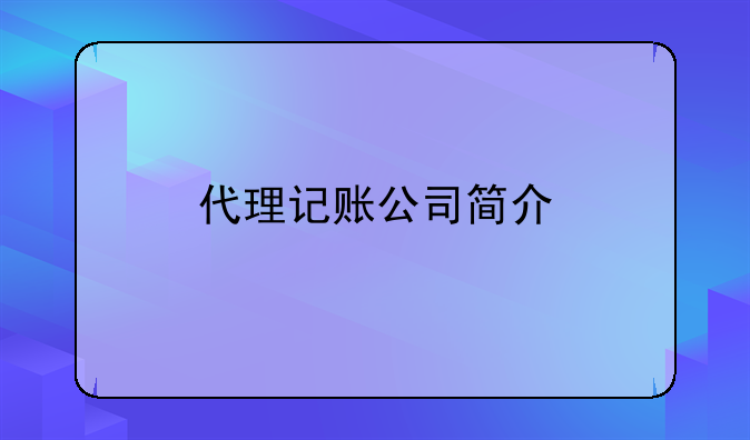 代理記賬公司簡介