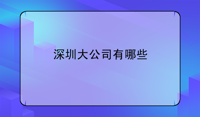 深圳大公司有哪些