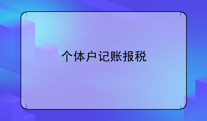 個(gè)體戶記賬報(bào)稅