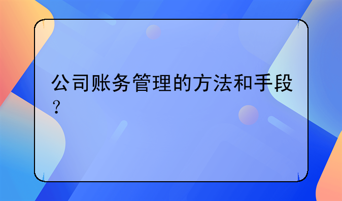 公司賬務(wù)管理的方法和手段？