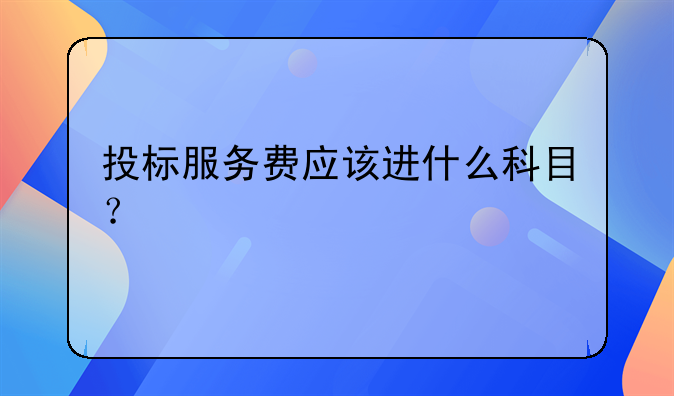 投標(biāo)服務(wù)費(fèi)應(yīng)該進(jìn)什么科目？