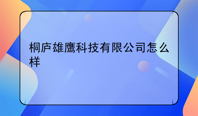 桐廬雄鷹科技有限公司怎么樣