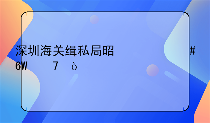 深圳海關(guān)緝私局是什么單位？