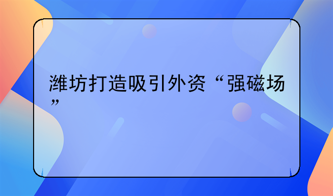 濰坊打造吸引外資“強(qiáng)磁場(chǎng)”