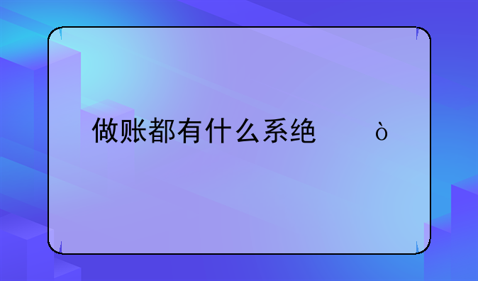 做賬都有什么系統(tǒng)？