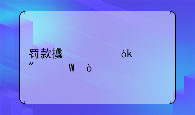 罰款支出會(huì)計(jì)分錄？