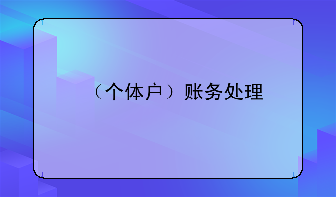 （個(gè)體戶）賬務(wù)處理