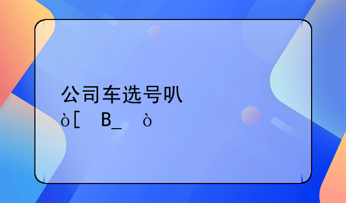 公司車(chē)選號(hào)可以自編嗎？