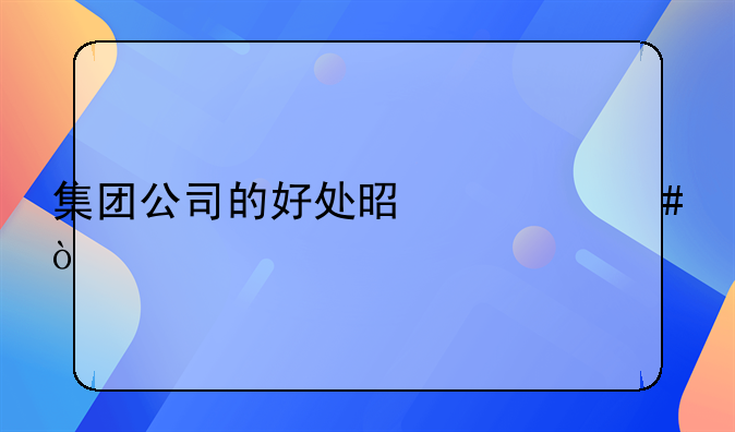 集團(tuán)公司的好處是什么？