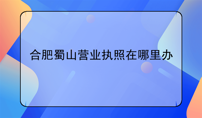 合肥蜀山營業(yè)執(zhí)照在哪里辦