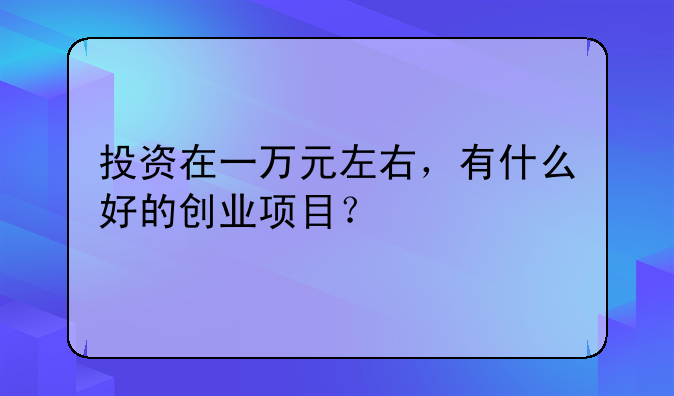 投資在一萬(wàn)元左右，有什么好的創(chuàng)業(yè)項(xiàng)目？