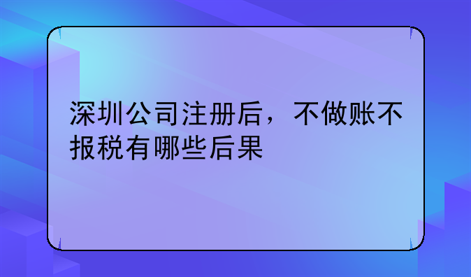 深圳公司注冊后，不做賬不報(bào)稅有哪些后果