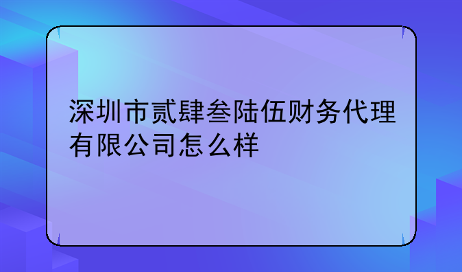 深圳市貳肆叁陸伍財(cái)務(wù)代理有限公司怎么樣