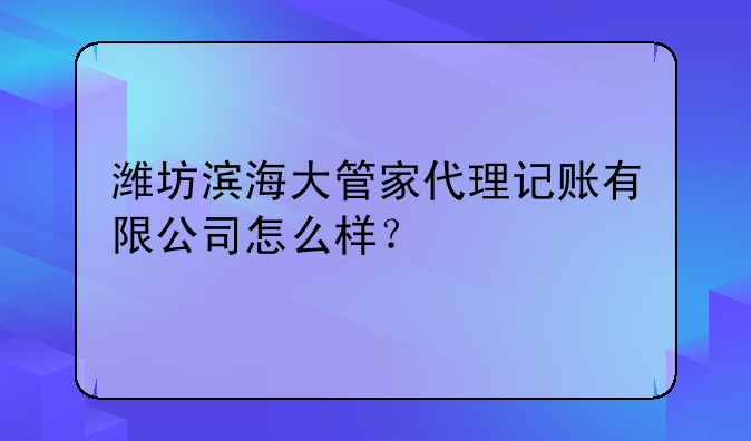 濰坊濱海大管家代理記賬有限公司怎么樣？