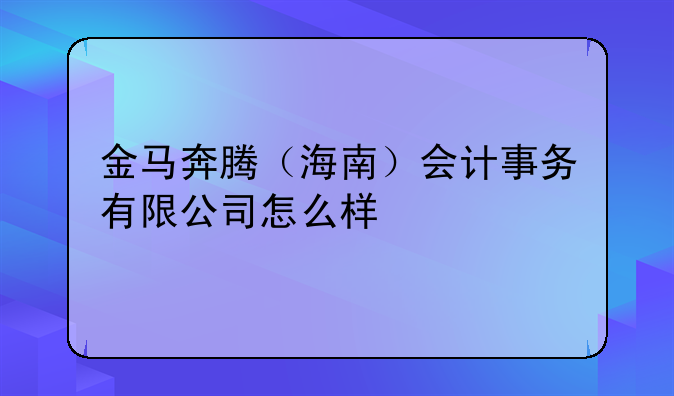 金馬奔騰（海南）會計事務(wù)有限公司怎么樣