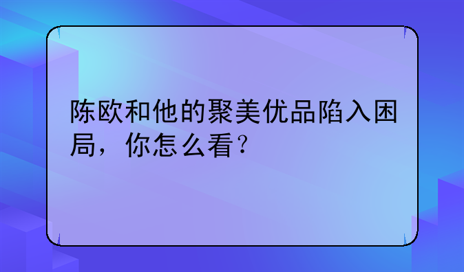 新媒體運(yùn)營(yíng)是什么、陳歐和他的聚美優(yōu)品陷入困局，你怎么看？