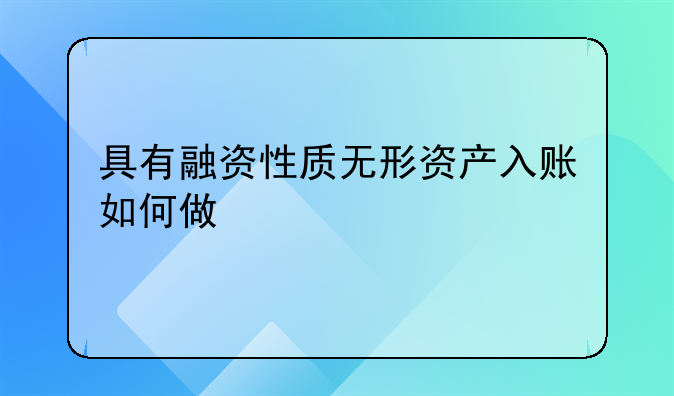 具有融資性質(zhì)無形資產(chǎn)入賬如何做