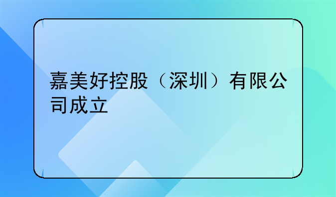 嘉美好控股（深圳）有限公司成立