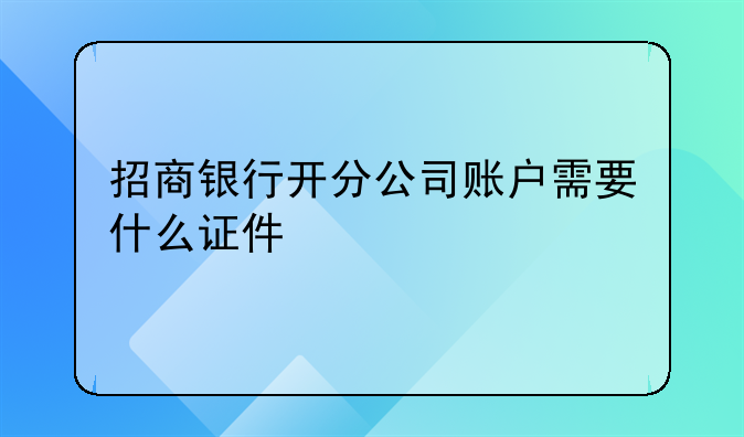 招商銀行開分公司賬戶需要什么證件