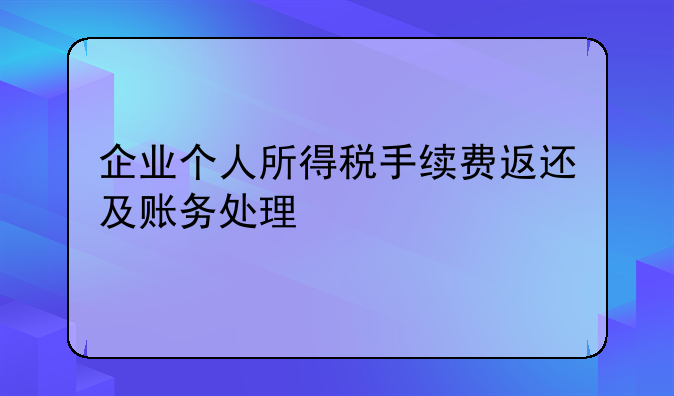 企業(yè)個(gè)人所得稅手續(xù)費(fèi)返還及賬務(wù)處理
