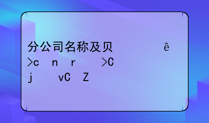 分公司名稱及負責人變更需提交的材料