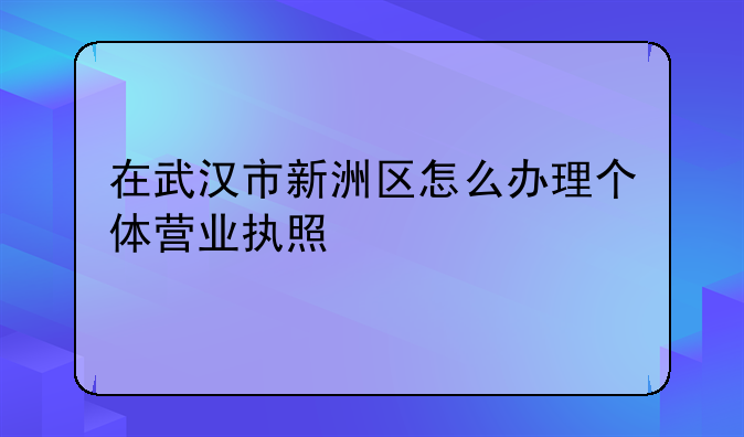 在武漢市新洲區(qū)怎么辦理個(gè)體營(yíng)業(yè)執(zhí)照