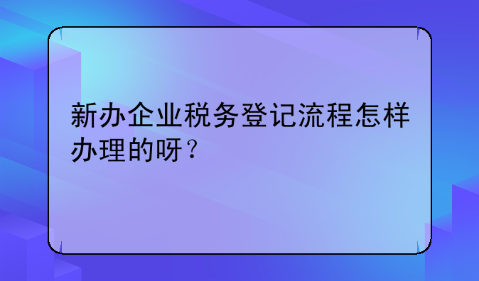 新辦企業(yè)稅務(wù)登記流程怎樣辦理的呀？