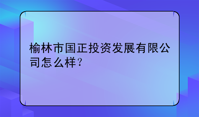 榆林市國(guó)正投資發(fā)展有限公司怎么樣？