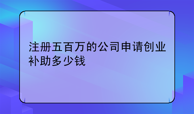 注冊五百萬的公司申請(qǐng)創(chuàng)業(yè)補(bǔ)助多少錢