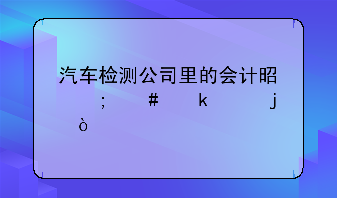 汽車檢測公司里的會計是怎么做賬的？