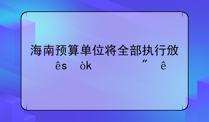 海南預算單位將全部執(zhí)行政府會計制度