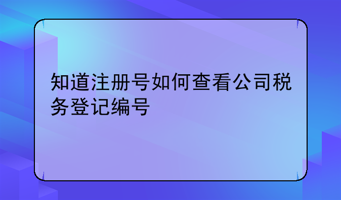 知道注冊(cè)號(hào)如何查看公司稅務(wù)登記編號(hào)