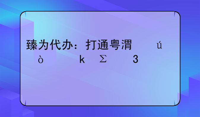 臻為代辦：打通粵港澳企業(yè)注冊全流程