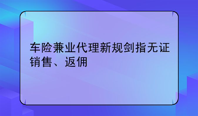 車險(xiǎn)兼業(yè)代理新規(guī)劍指無證銷售、返傭
