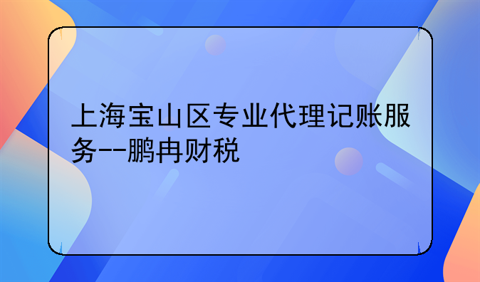 上海寶山區(qū)專業(yè)代理記賬服務(wù)--鵬冉財(cái)稅