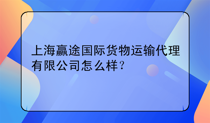 上海維真商務(wù)咨詢有限公司怎么樣？ 上海贏途國際貨物運(yùn)輸代理有限公