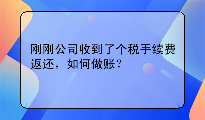 剛剛公司收到了個稅手續(xù)費返還，如何做賬？