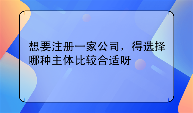 想要注冊(cè)一家公司，得選擇哪種主體比較合適呀