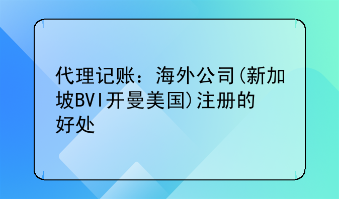 代理記賬：海外公司(新加坡BVI開(kāi)曼美國(guó))注冊(cè)的好處