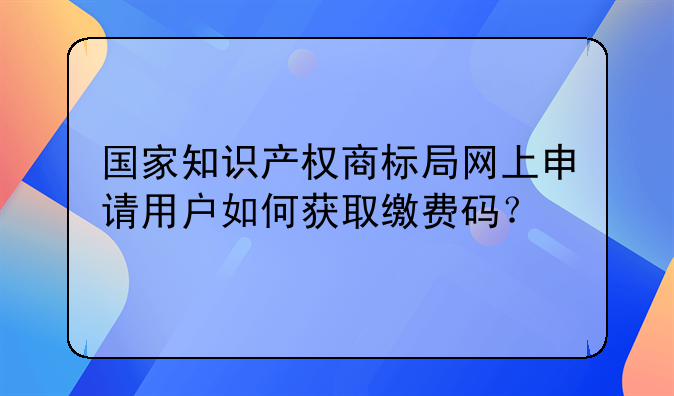 國家知識產(chǎn)權(quán)商標局網(wǎng)上申請用戶如何獲取繳費碼？