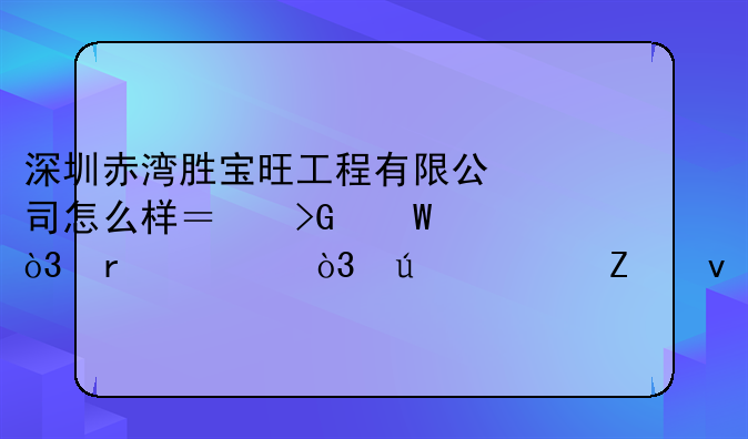 深圳赤灣勝寶旺工程有限公司怎么樣？發(fā)展，機(jī)遇，待遇方面