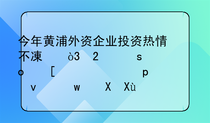 今年黃浦外資企業(yè)投資熱情不減，區(qū)“促進外資工作20條”激發(fā)新活力